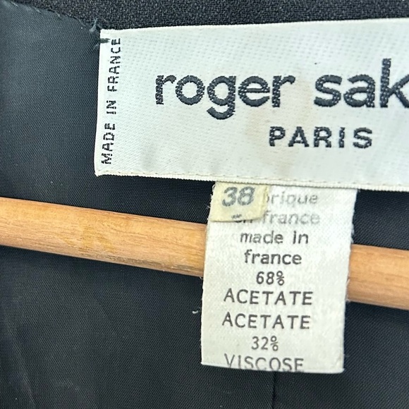 Roger Sakoun size 38 (6-8 us) viscose blend large diamond buttons couture luxury - Picture 13 of 15